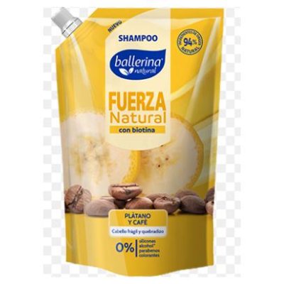 SHAMPOO BALLERINA 750ML FUERZA NATURAL PLATANO CAFE