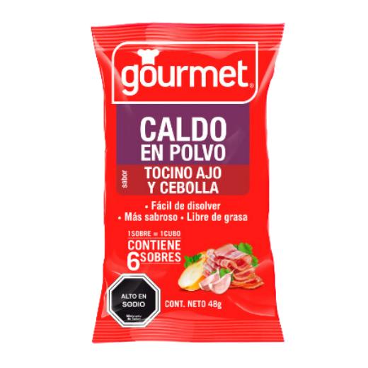 CALDO POLVO GOURMET 48G 6U TOCINO AJO CEBOLLA