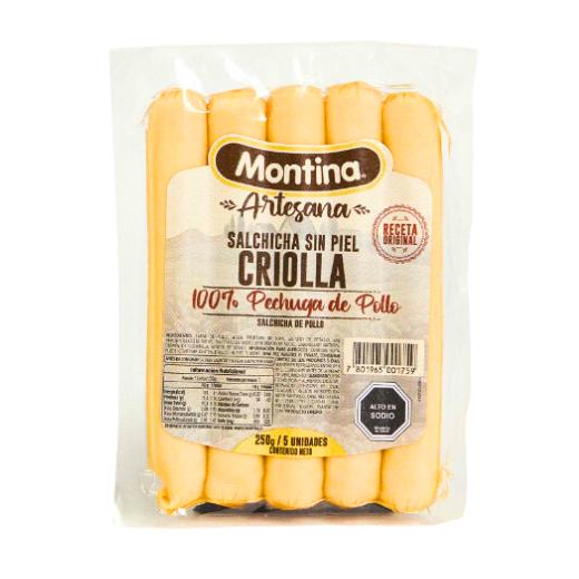 SALCHICHAS MONTINA ARTESANA 250G 5U CRIOLLA