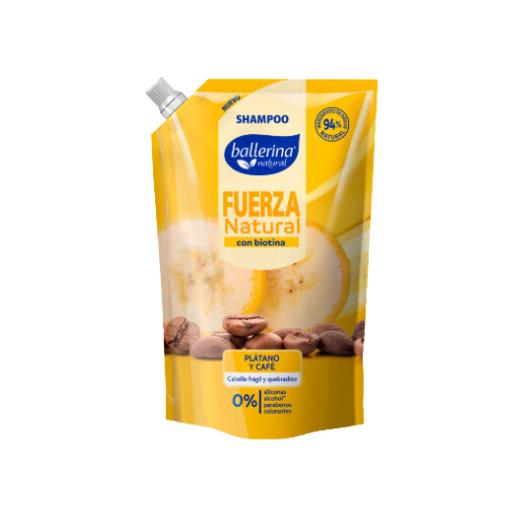 SHAMPOO BALLERINA 750ML FUERZA NATURAL PLATANO CAFE